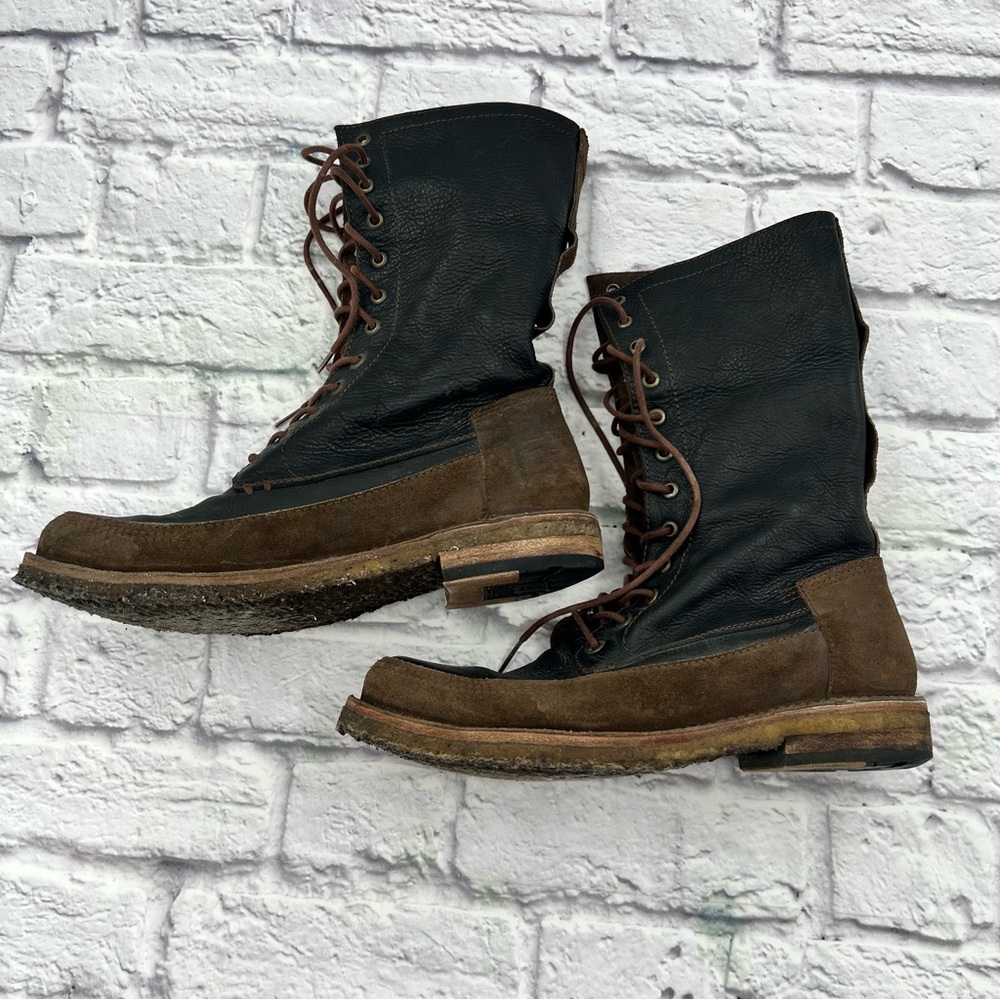Frye Men's Owen Foldover Tall Boots Size 9 Black Brown Lace Up